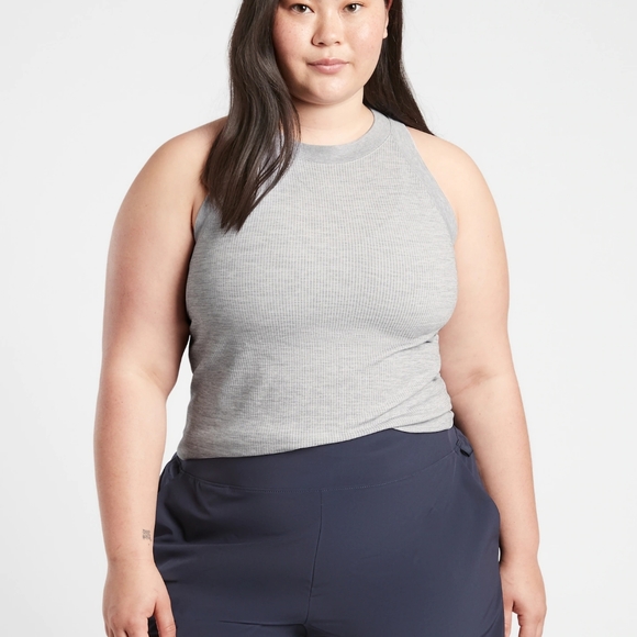 Athleta Renew Racerback Tank Women's Size Small Like New Light Grey Ribbed - Picture 12 of 12